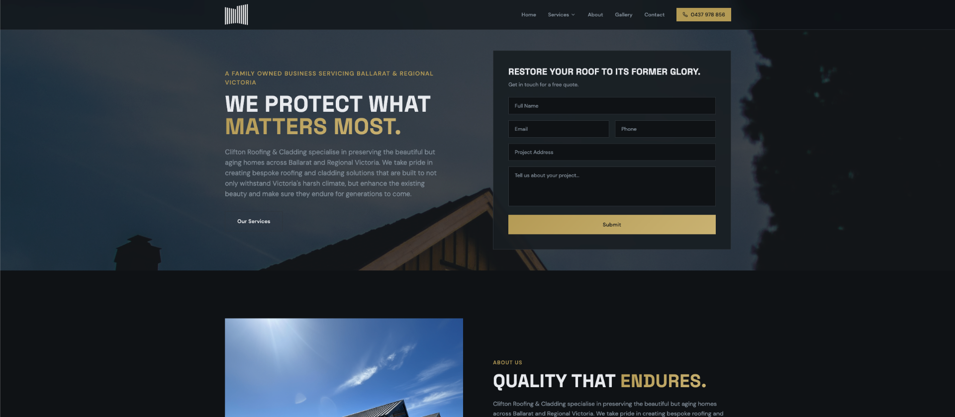 Clifton Roofing & Cladding website screenshot