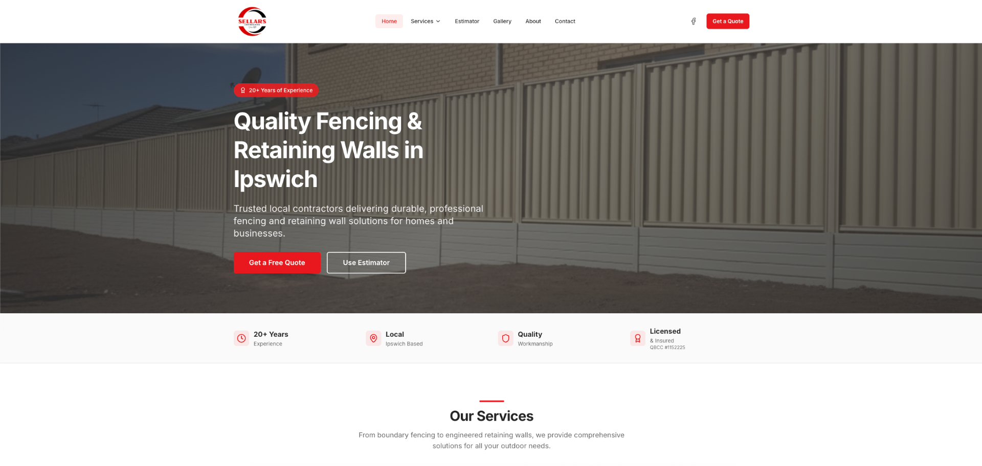 Sellars Contracting website screenshot